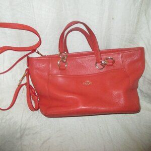 COACH Christie Carryall convertible Crossgrain Leather Bag Dark Salmon